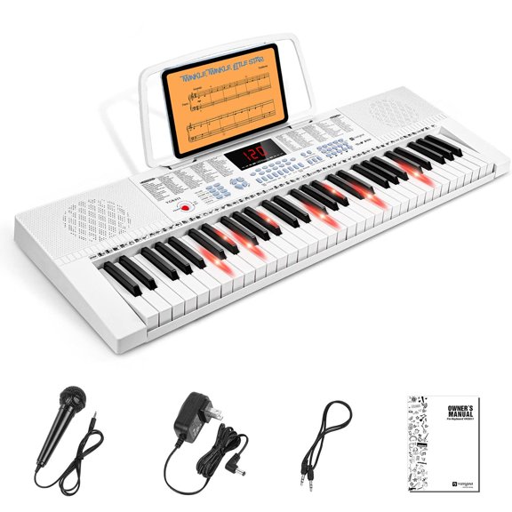 Piano de Teclado Vangoa Blanco con Iluminación para Principiantes
