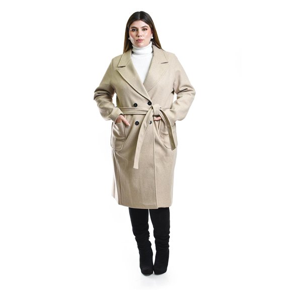 Abrigo largo con cinto Roman Fashion /Tallas Extras, 3013 (Cafe) cafe 36