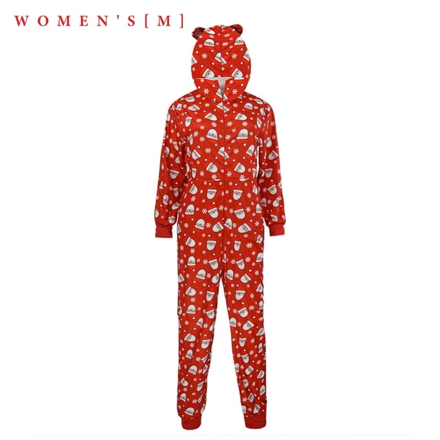 Jumpsuit de la casa de Navidad Pijamas con capucha impresa de manga larga para mujer billuyoard AP000325-07