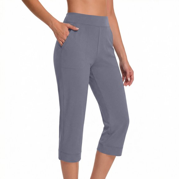 TaTaai Women Solid Color Stretchy Slim Fit Yoga Pants 7/8 Length With Pockets Workout Fitness Casual Wear Soft Breathable Non See-through Machine Washable Daily Wear Gift