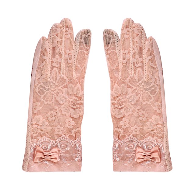 guantes cortos de encaje,guantes cortos de encaje guantes de encaje para niñas sol guantes de encaje para mujer eficiencia óptima Pares de guantes cortos de encaje color rosa con patrón floral, vista frontal centrada mostrando ambos guantes alineados; puños con bordado y lazo satinado, malla de encaje transparente y costuras laterales visibles; a menudo usados como accesorio de moda para actividades al aire libre.