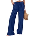 thumbnail image 1 of TaTaai Spring Summer Solid Color Women Casual Pants Cotton Linen Elastic Waist Straight Leg Breathable Lightweight Machine Washable No Fading Daily Wear Trousers Gift, 1 of 8