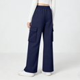 thumbnail image 4 of Pantalones de pana para niñas, cintura elástica, corte holgado, cordón ajustable, bolsillos, pantalones casuales para niñas con pana de mezcla de algodón de textura suave, tallas de 5-6 a 14-15 años., 4 of 5