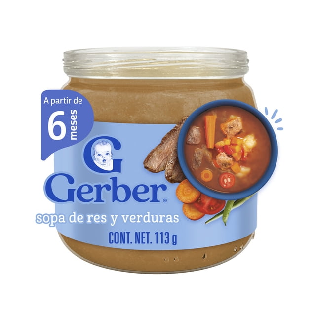 Alimento para lactantes Gerber sopa con res y verduras 113 g