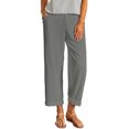 thumbnail image 3 of TaTaai Spring Fall Women's Linen Trousers Elastic Waist Wide Leg Straight Cut Loose Fit Ankle Length Casual Pants Solid Color Versatile Staple for Daily Style Gift, 3 of 9