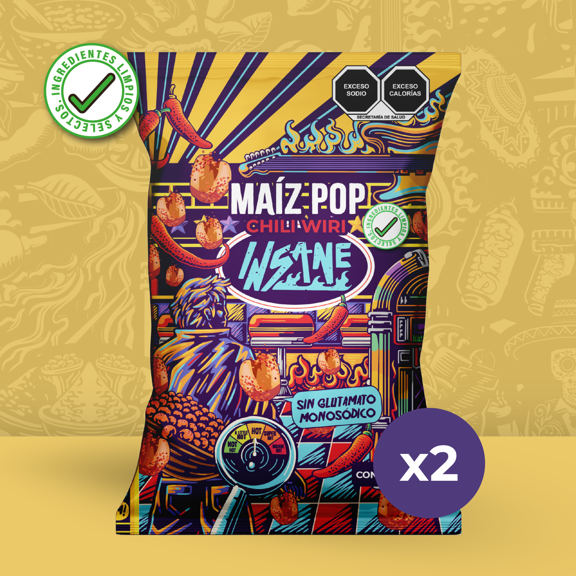 2 pack Maíz Pop Chili Wiri 250g c/u