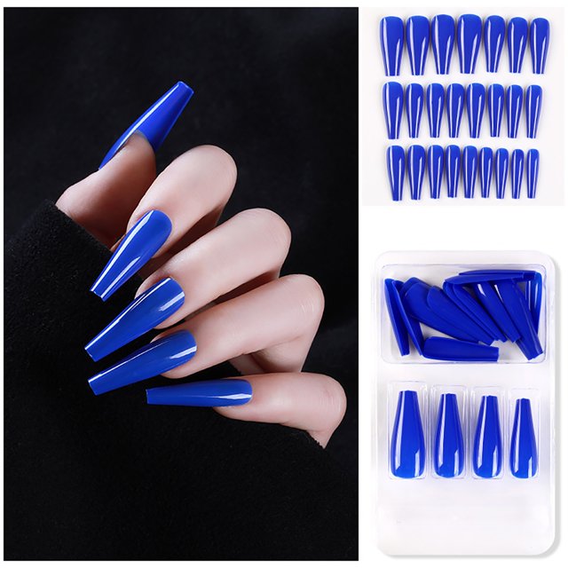 Uñas postizas a presión, regalo para mujer, 24 uñas postizas largas de cobertura completa, puntas de ataúd, manicura artística de bailarina, pegatinas para uñas.