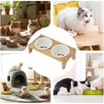 thumbnail image 4 of Raised Feeding Bowl for Cats, Oblique Design, Ceramic Cat Bowl, with Wooden Frame, NonSlip and Gentle on Taste, for Puppies and Cats of All Sizes, 4 of 5