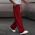 thumbnail image 2 of Amzcrzy Pantalones Deportivos Hombre Clásicos Color Liso Cintura Alta Elástica Cordón Pierna Recta Holgados Anchos Cómodos Con Bolsillos Tallas S-2XL Rojo, 2 of 7
