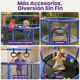 thumbnail image 4 of Trampolín Brincolín Infantil Hurtle, 140cm de Diamentro con Red de Seguridad, Barral de Altura Ajustable 157-168cm, Incluye Saco de Boxeo, Hamaca, Aros y 20 Pelotas, Soporta 55Kg, Interior y Exterior, 4 of 6