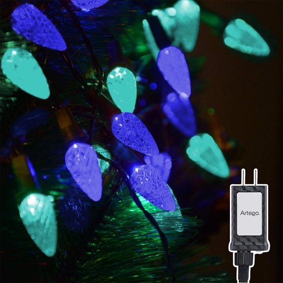 Luces serie navidad 100 led strawberry style luces bicolor interior exterior Decoración Navideña LED christmas string lights waterproof con conector eléctrico 8 modos de uso con temporizador Artego