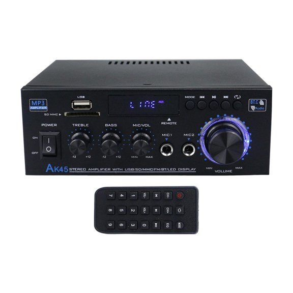 Amplificador de potencia AK45 40W x 2 Salida Amplificador de audio de alta Receptor de amplificador estéreo para casa y altavoz de