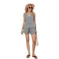 thumbnail image 2 of Traje Corto de Dos Piezas para Mujer, de , con Cuadros, Color Negro, Talla XL, 2 of 7