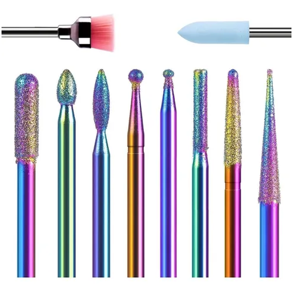 10 Piezas Brocas Para Uñas Malubero Limpiador De Cutículas Taladro