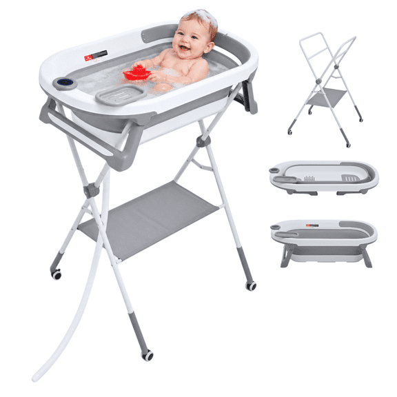 Bañera Dodo Baby Brisa Con Base Plegable Y Termómetro Digital Gris
