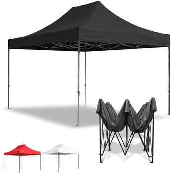 Carpa Toldo 2x3M Reforzado Plegable Impermeable Facil Armado Y Transporte para Jardín Casa Exterior Uso Rudo Acero Lona (Negro)