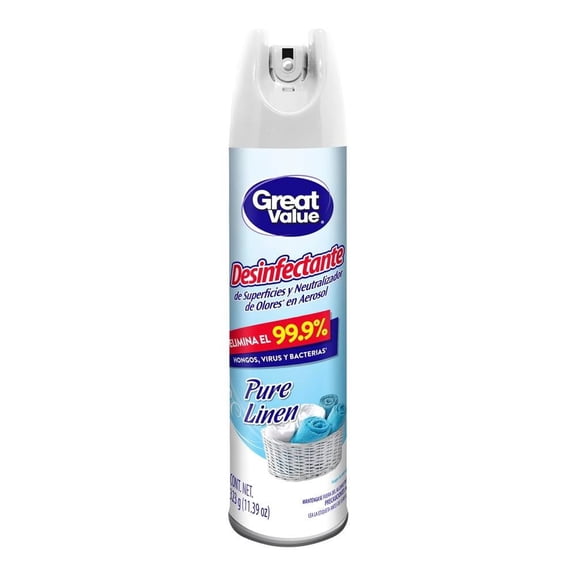Desinfectante Great Value pure linen en aerosol 323 g