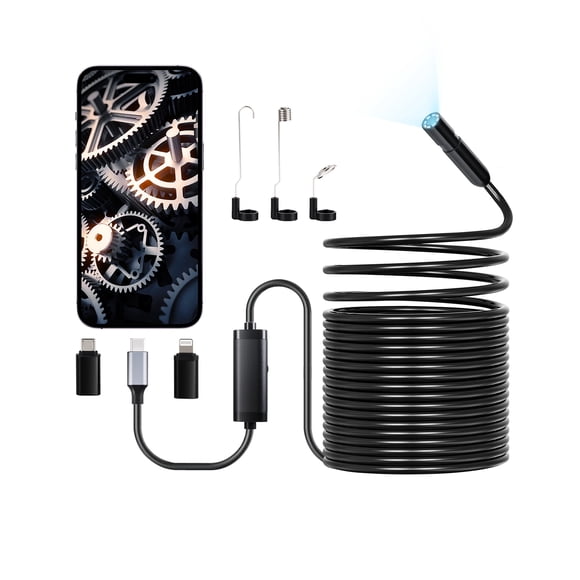 Cámara endoscópica VEVOR 1920P HD Boroscopio para Android e iOS con cable de 15 m