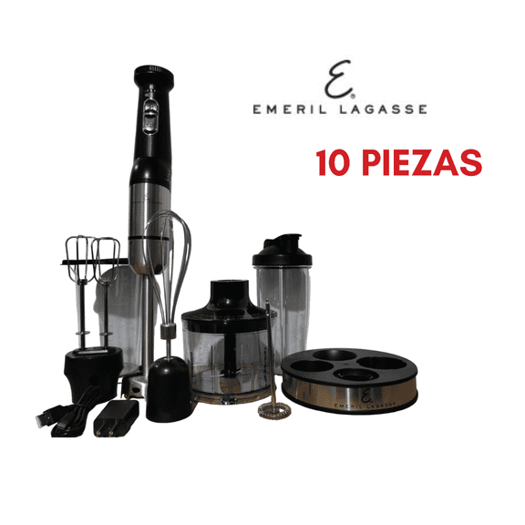 Batidora-Licuadora-Picadora Inalámbrica de Inmersión 5 En 1  con soporte y base recargable Color Negro