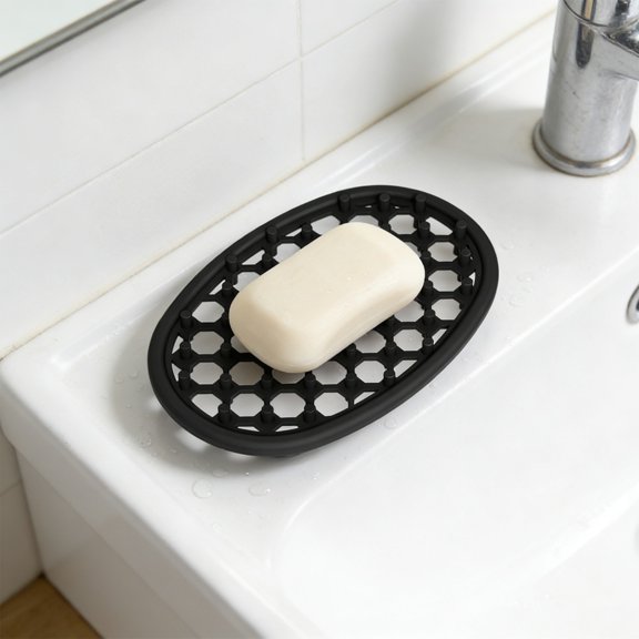 CaiYueKe Silicone Soap Holder Drainage Soap Dish Tray for Shower Bathroom Sink, Non-Slip Soap Saver Pad Soap Lifting Rack for Bar Soap, Kitchen Sponge Holder, Soap Storage Organizer for Countertop