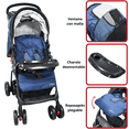 thumbnail image 3 of Carriola para Bebé Ligera y Plegable Asiento Reclinable Cinturón de 5 Puntos Charola Toldo Apta desde 6 Meses Hasta 18 kg - Azul, 3 of 7
