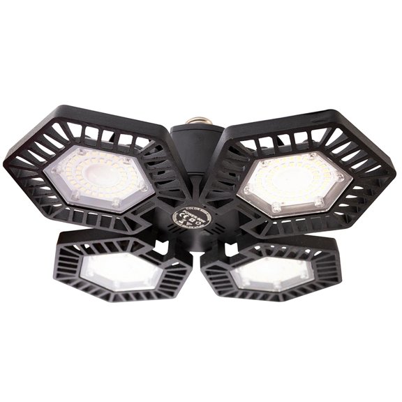 Foco LED IUSA Omnidireccional para Garaje 80 W Negro 4 Paneles Abatibles