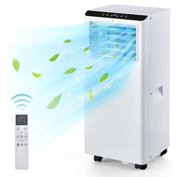 Aire acondicionado portátil de 8.000 BTU, unidad de CA portátil para habitación de hasta 350 pies cuadrados, con enfriamiento/ventilador/deshumidificador, control remoto, temporizador de 24 horas