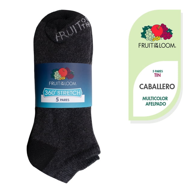 Tin Fruit Of The Loom para Hombre, Afelpado con Talones a Contraste Negro y Gris 5 Piezas Unitalla