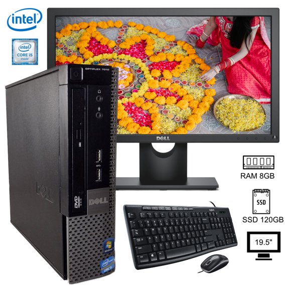 PC computadora Optiplex Dell  Intel core i5 RAM 16GB SSD 120GB monitor 19.5" (Reacondicionado)