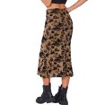 thumbnail image 3 of Falda Floral INSPIRE CHIC para Mujer, Falda Midi Elegante de Malla con Cola de Pez, Cintura Alta Elástica, Otoño Invierno, Color Marrón, 3 of 6
