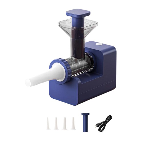 Embutidora eléctrica eficiente para embutidos de carne en la cocina. Azul