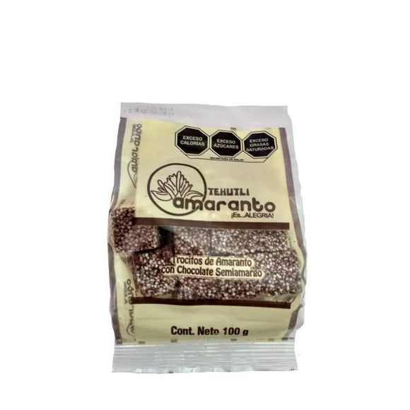 Trocitos de amaranto Tehutli con chocolate semiamargo 100 g
