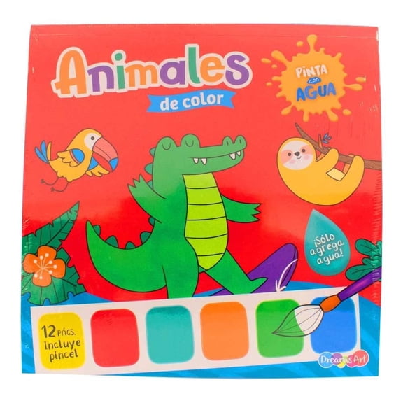 Libro Prichos Pinta con agua de Animales Rojo