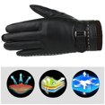 thumbnail image 4 of Guantes de piel sintética para pantalla táctil, para conducir, de invierno, cálidos, resistentes al viento y al agua, para mujeres y niñas (negros), 4 of 7