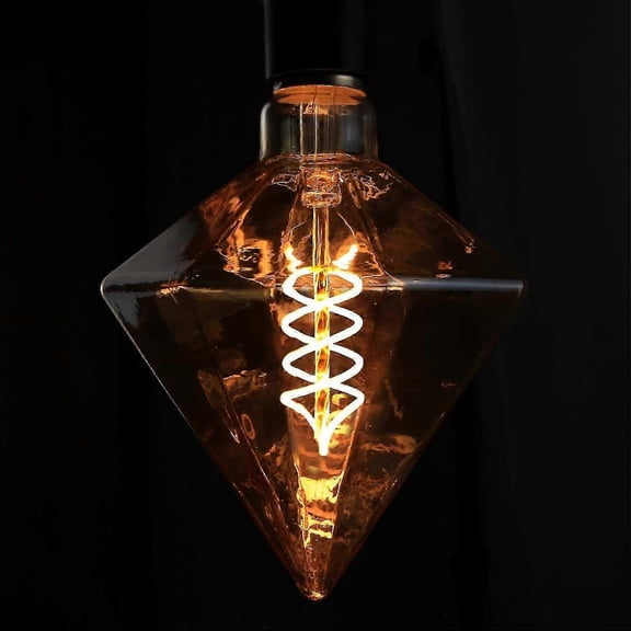 Vintage LED Edison Bulb E27 Retro Incandescent Lamp 3W Decorative Spiral Diamond Lamp, Antique Gold Warm White Lamps for Retro Lighting in Home Cafe B
