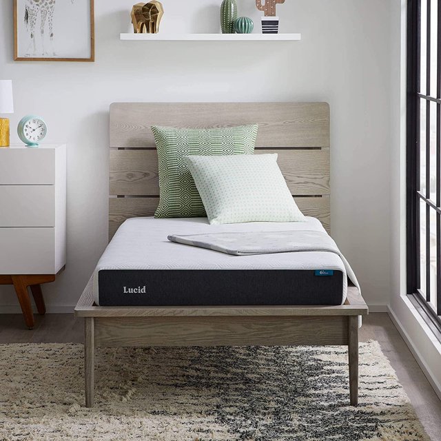 Lucid - Colchón Queen de Memory Foam con Gel y Bambú - 15 cm - Colchón Firme - Funda Lavable y Transpirable - Colchón en Caja