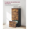 thumbnail image 4 of VASAGLE - Archivador Vertical de 3 cajones, Color café rústico y Negro, para Oficina en casa y recámara, Archivos A4 y tamaño Carta, cajones bloqueables, riel Colgante Ajustable, Soporte para, 4 of 5