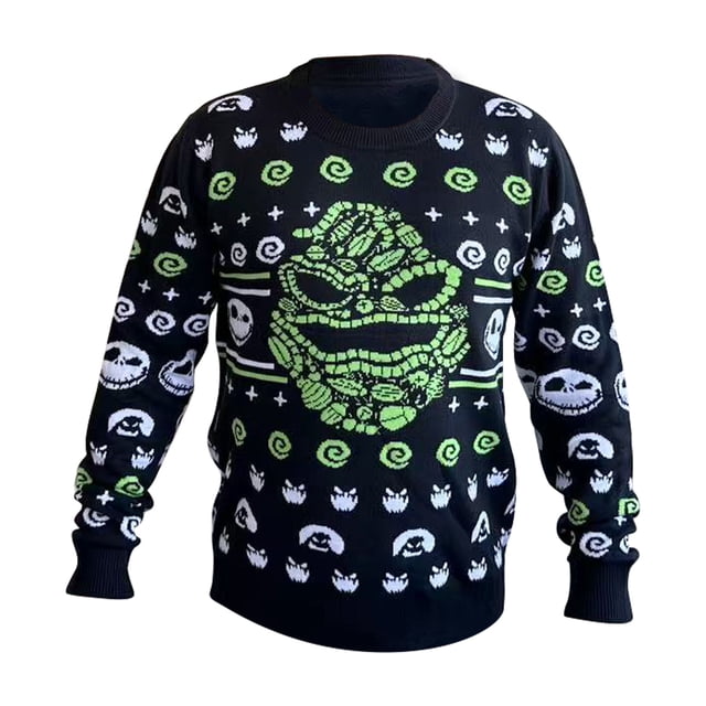 Suéter Navideño para Hombre El Extraño Mundo de Jack Oogie Boogie Ugly Sweater Negro, Talla CH