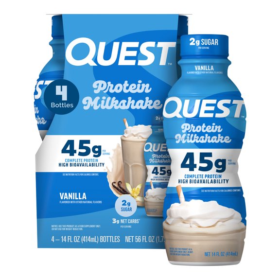 Quest Milshake Vainilla con 45g de proteína, RTD Listo para beber  - Caja 12 Piezas