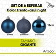 thumbnail image 2 of Esferas para árbol de navidad Artego extra grandes de 15 cm de diámetro paq 6 esferas  Azul night Línea SKY 3 diversos acabados navideños Mate, brillantes, cromadas para colgar Christmas ornaments, 2 of 7