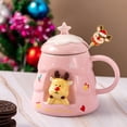 thumbnail image 1 of Taza navideña de cerámica con tapa y cuchara | Taza aislante para chocolate caliente, café o té | Taza para bebidas navideñas para el hogar, la cocina y la oficina., 1 of 3