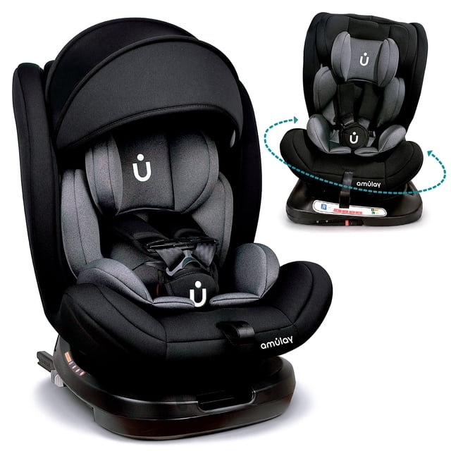 Autoasiento KIDDO 360º Isofix 0-36Kg - Negro y Gris - AMULAY
