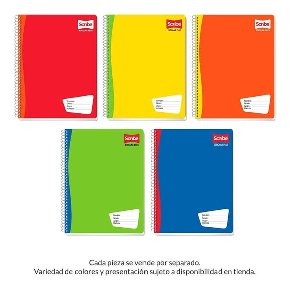 Cuaderno Profesional Scribe Escolar Plus 100 Hojas de Doble Raya Varios Colores 1 pza
