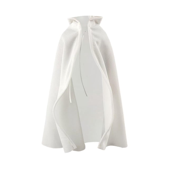 Capa con capucha en miniatura a escala 1:6, capa larga, moda retro, blusa lisa para escenario Blanco