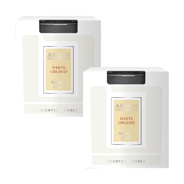 Vela Aromática AREON Home Perfumes Moon Line White Orchid de Cera de Soja en Vaso de Vidrio para Hogar, Oficina y Aromaterapia