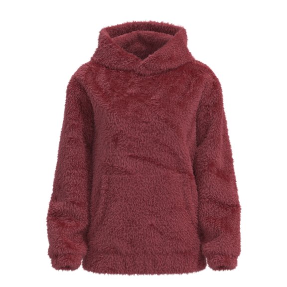 Sudadera Simply Basic para Niño, Borrego con Capucha Cowl, Rojo Talla 6