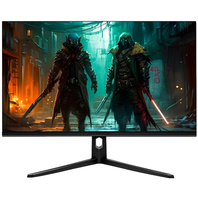 monitor gamer 27 balam rush odyssey pro mgp27p 1ms 200hz fhd ips led rgb hdmi br-938624 negro. Vista frontal centrada de pantalla de 27" FHD con marco delgado y base en Y, carcasa negra; panel Fast IPS, 1 ms de tiempo de respuesta y frecuencia 200 Hz (180 Hz nativos). Imagen de videojuego en pantalla y sutil iluminación RGB en el borde inferior.