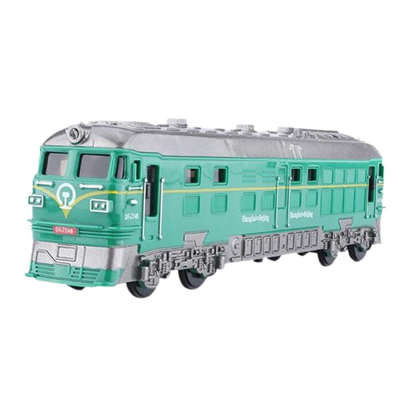 Locomotora de tracción de aleación a escala 1:87, modelo de juguete con música y luz. Verde