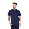 thumbnail image 1 of Camisa Look De Lino Manga Corta Azul Marino Cuello Mao Slim Fit Hombre, 1 of 4