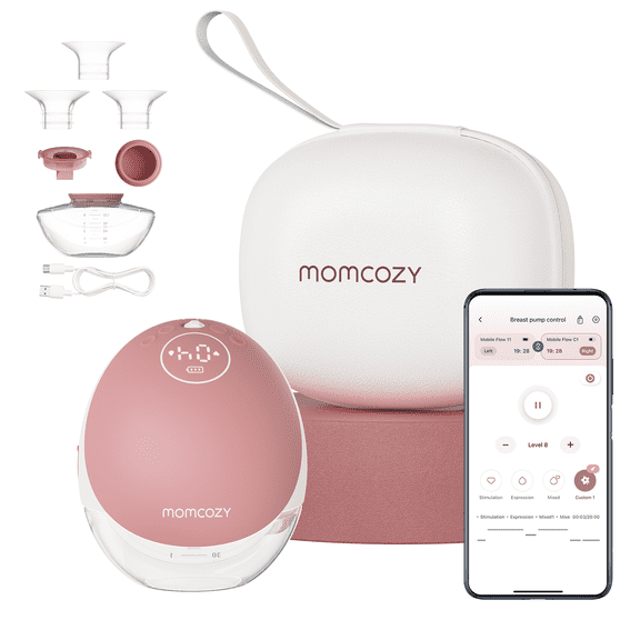 Extractor de leche Eléctrico Momcozy Mobile Flow M9 Control Discreto Mediante APP Portátil 24mm Rojo